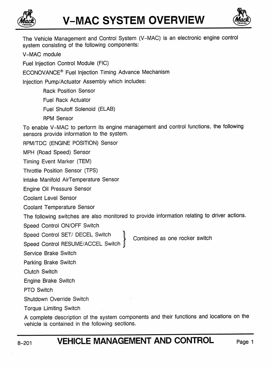 Mack Vmac I V-mac 1 Service Manual preview img 8