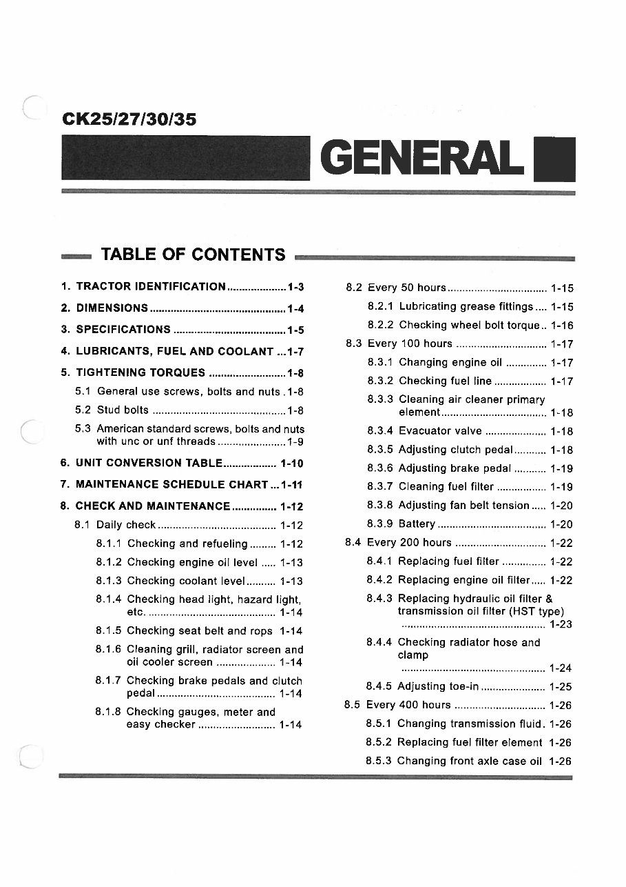 KIOTI DAEDONG CK25 CK27 CK30 CK35 Tractor Repair Manual preview img 2