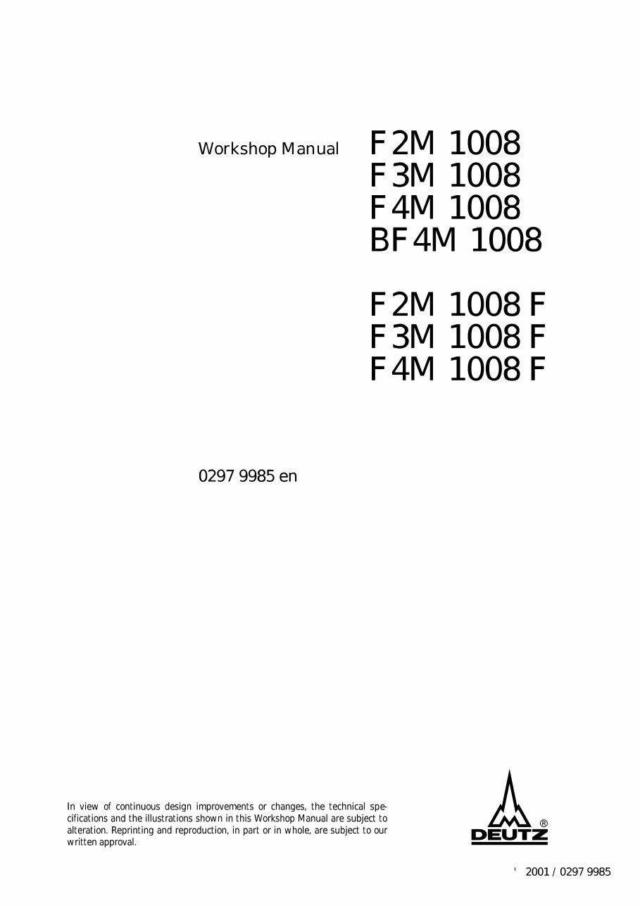 Deutz F4M 1008 Engine Workshop Service Manual for Repair preview img 3