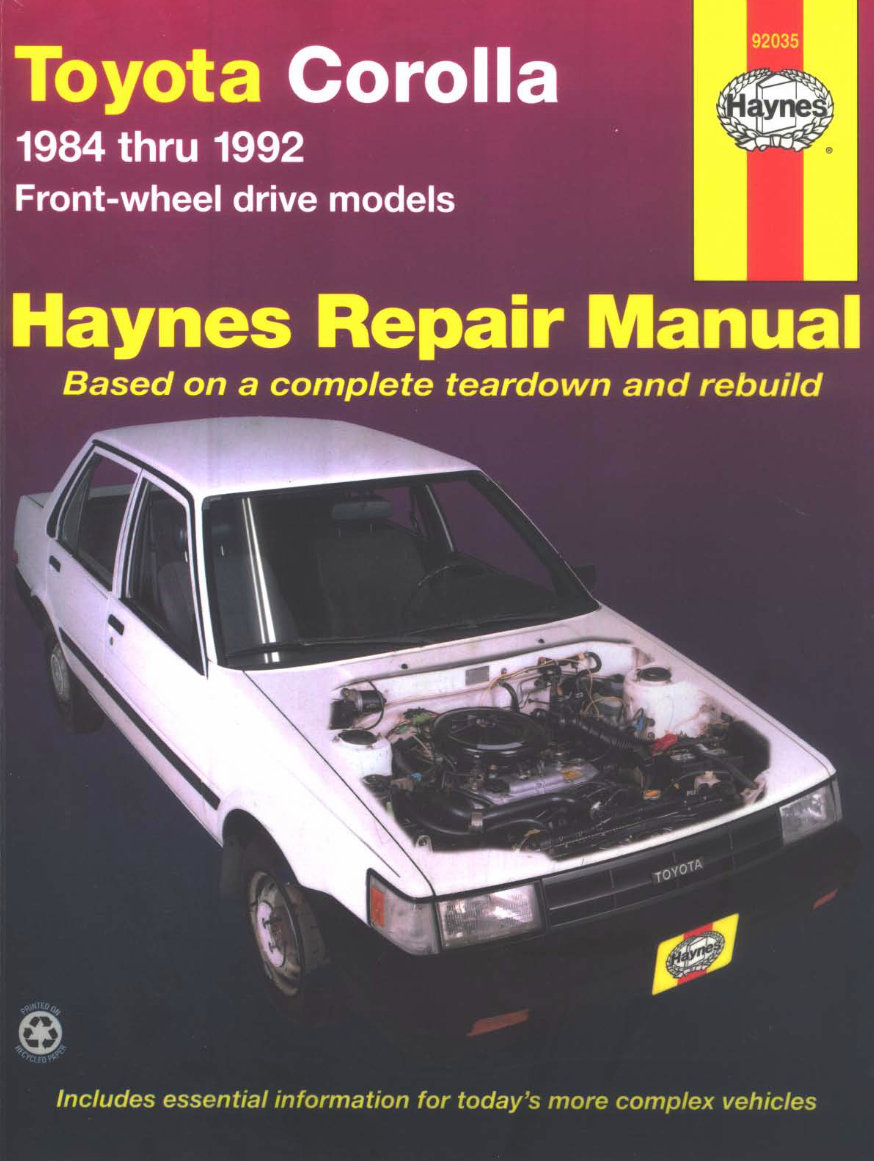 1984-1992 Toyota Corolla Service & Repair Manual preview img 1