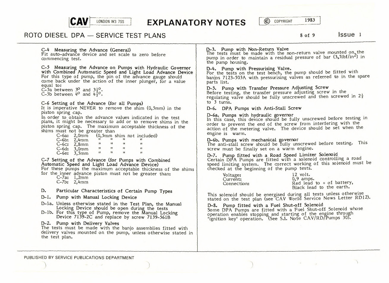 Cav Rotodiesel DPA Pumps Service Test Data preview img 10
