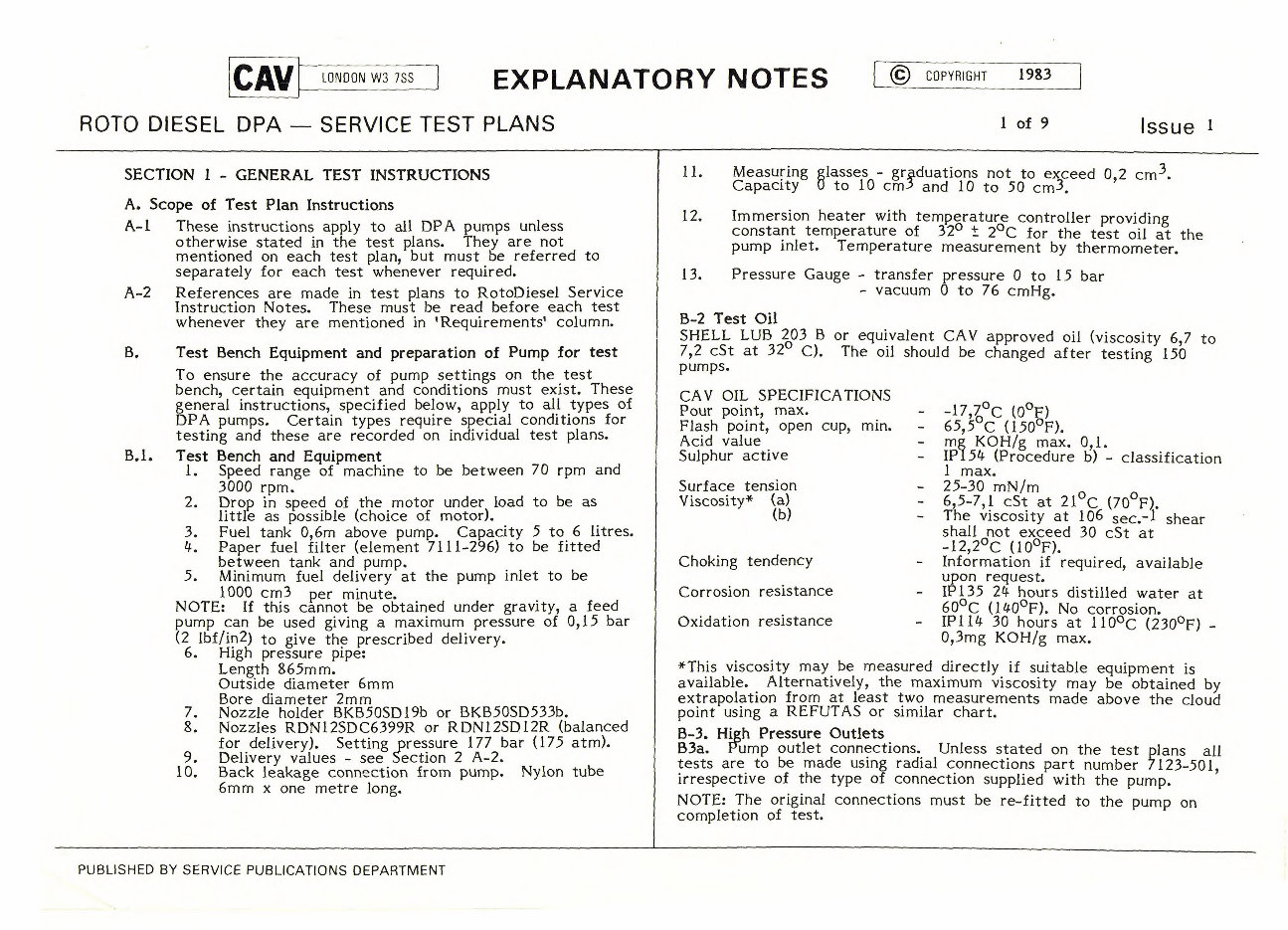 Cav Rotodiesel DPA Pumps Service Test Data preview img 3