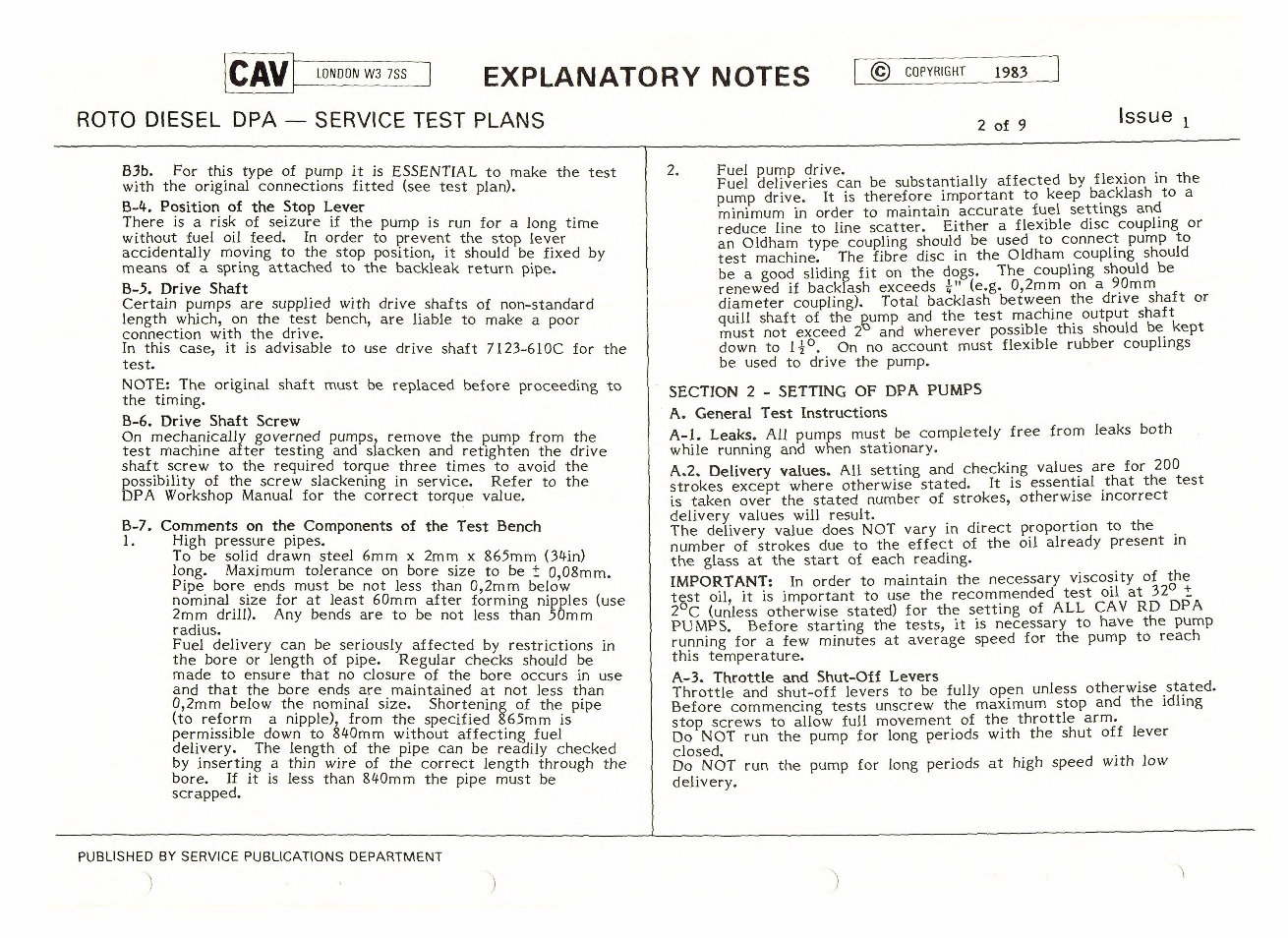 Cav Rotodiesel DPA Pumps Service Test Data preview img 4