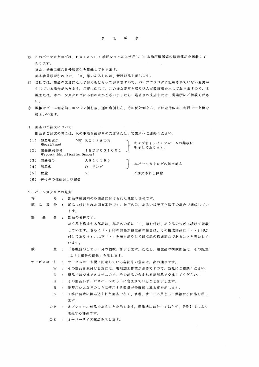 HITACHI EX135UR Excavator EQUIPMENT Parts Catalog Manual preview img 5