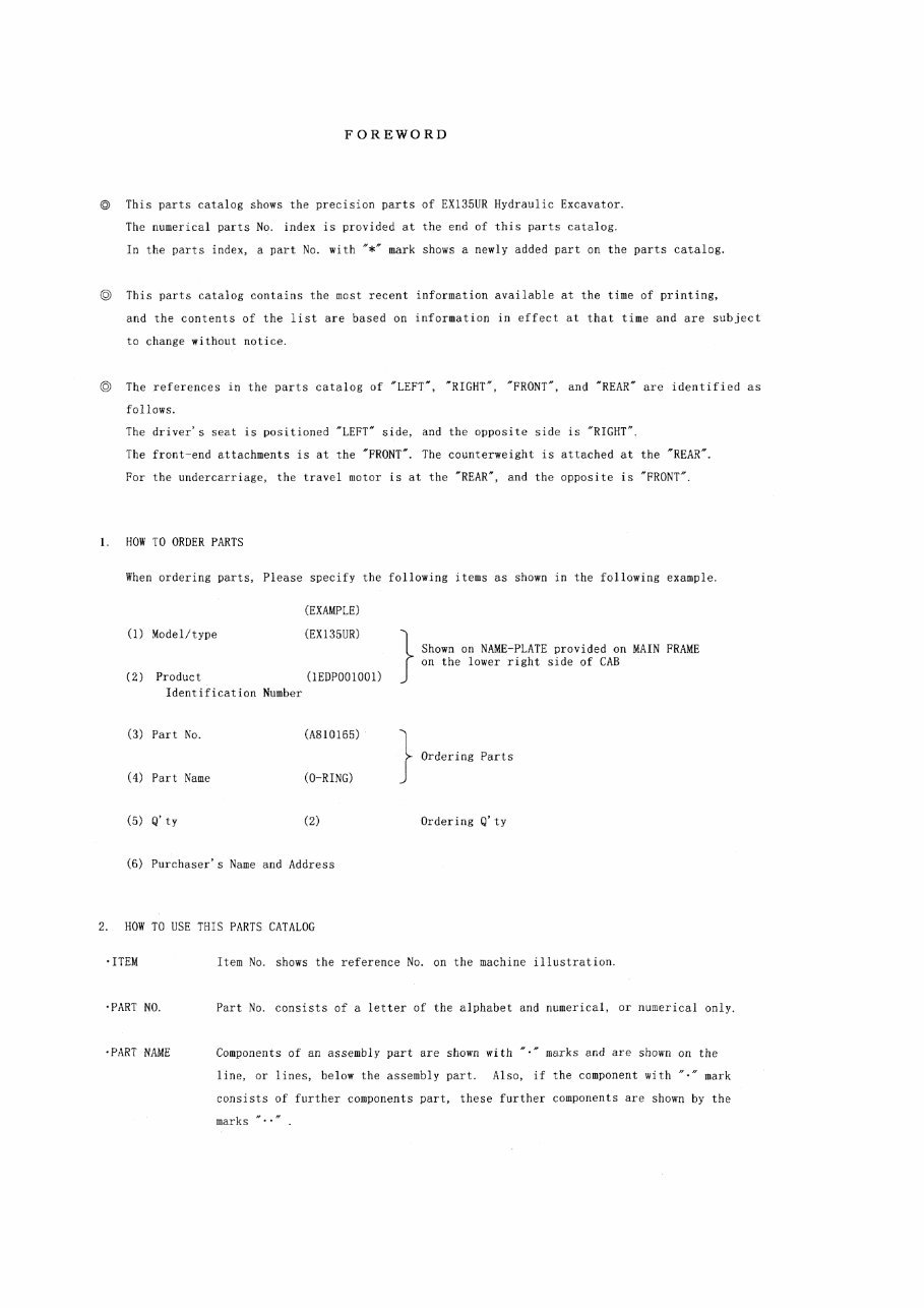 HITACHI EX135UR Excavator EQUIPMENT Parts Catalog Manual preview img 7