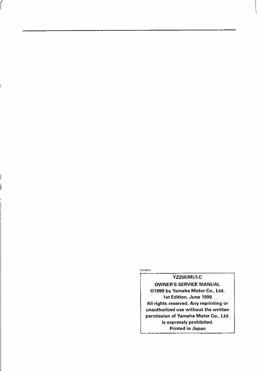 1999 Yamaha YZ250 OEM Service & Repair Manual preview img 3