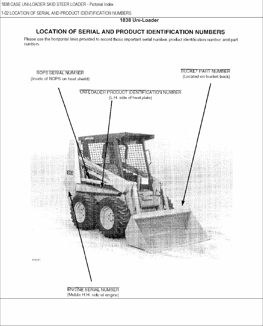 CASE 1838 Skid Steer Loader Parts Catalog Manual preview img 3