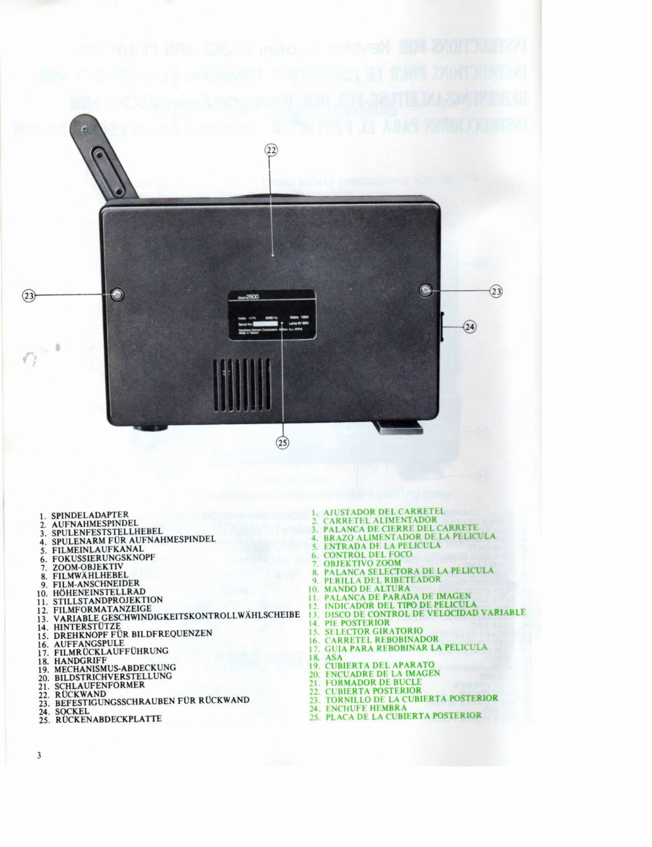 KEYSTONE ZOOM 2500 DUAL 8 PROJECTOR Manual preview img 4