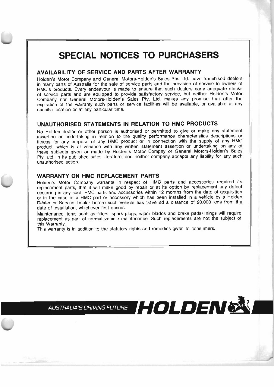 HOLDEN COMMODORE CALAIS VL Parts BOOK HDT WALKINSHAW preview img 3
