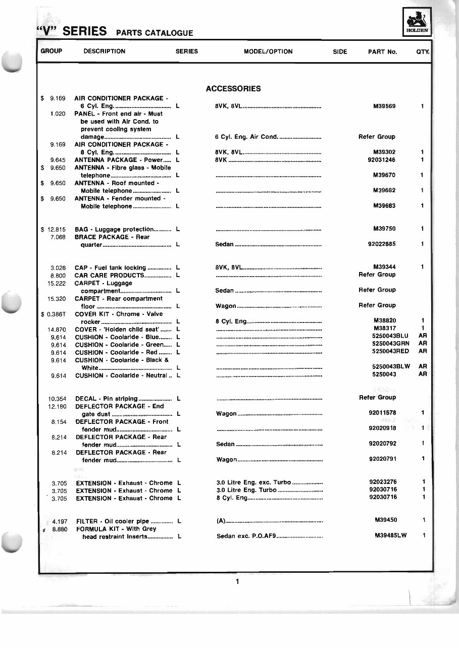 HOLDEN COMMODORE CALAIS VL Parts BOOK HDT WALKINSHAW preview img 5