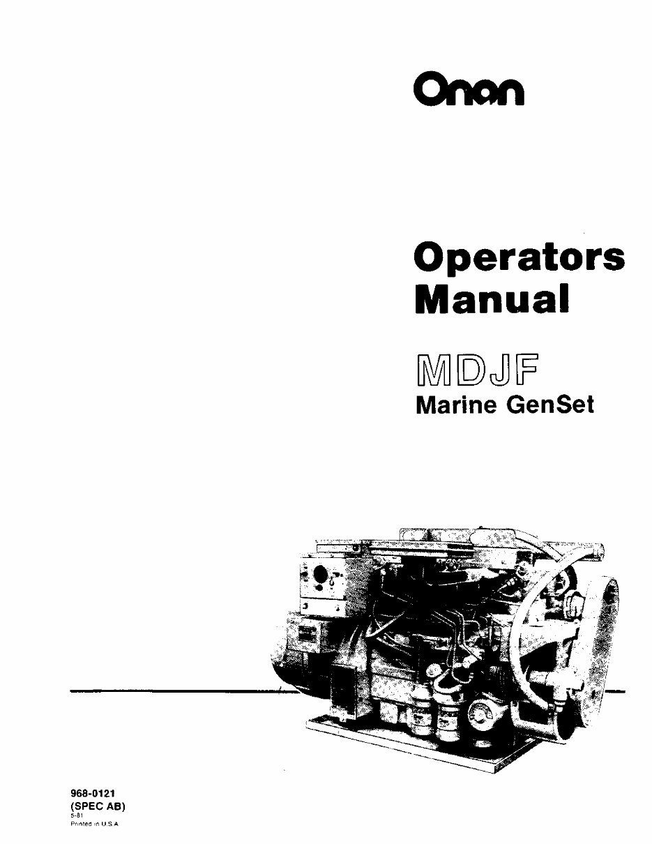 Onan MDJF Parts Catalog, Operators & Service Repair Manual -6- Manuals * preview img 1