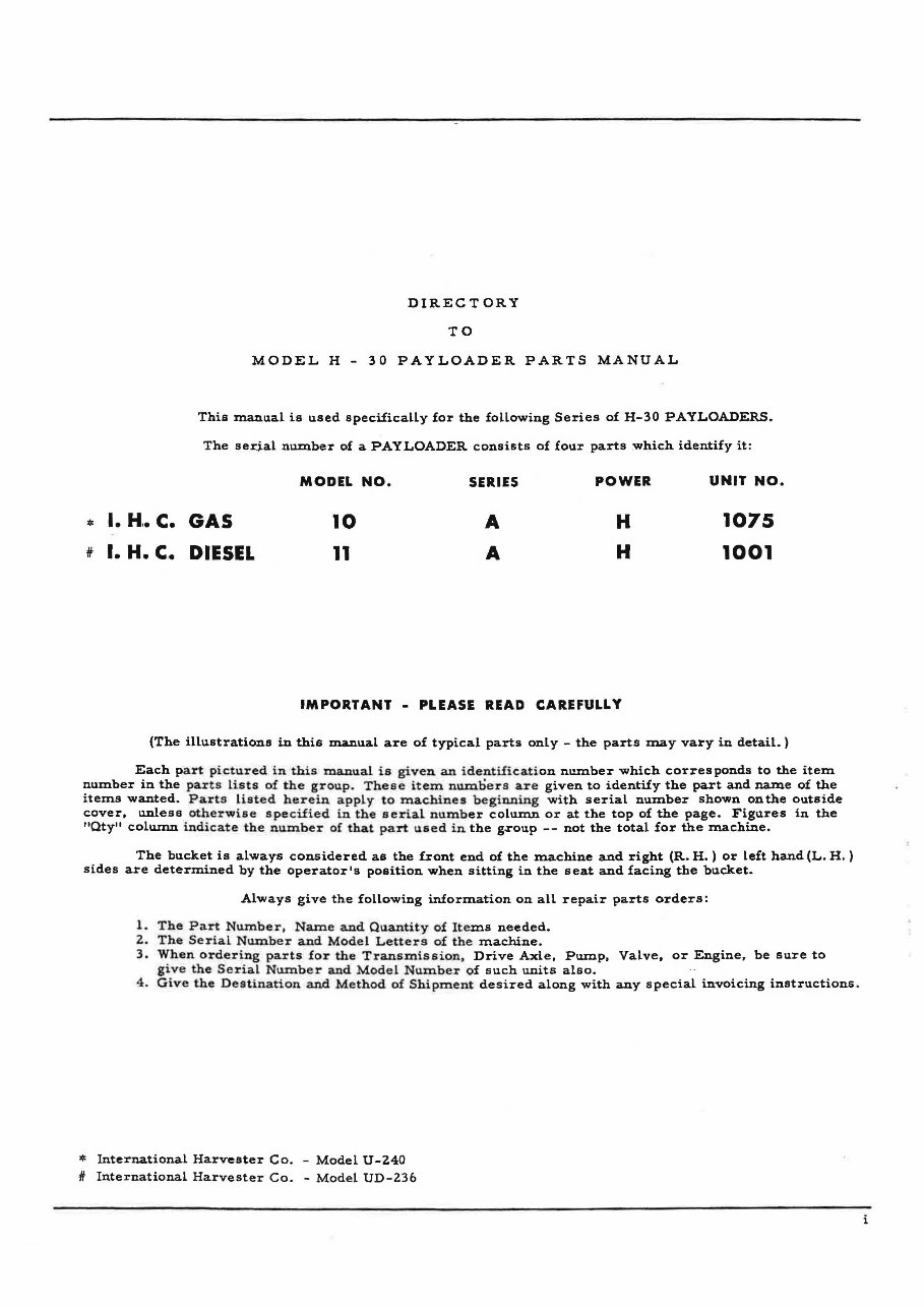 IH Hough Model H-30 PAYLOADER Illustrated Parts Manual Catalog IPL IPC - preview img 3