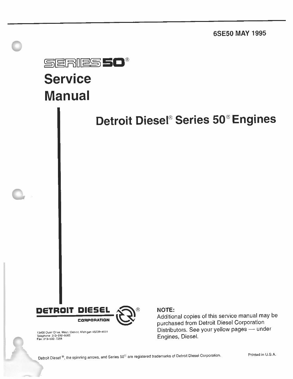 Detroit Diesel Series 50 Engine Workshop Shop Service Manual preview img 1