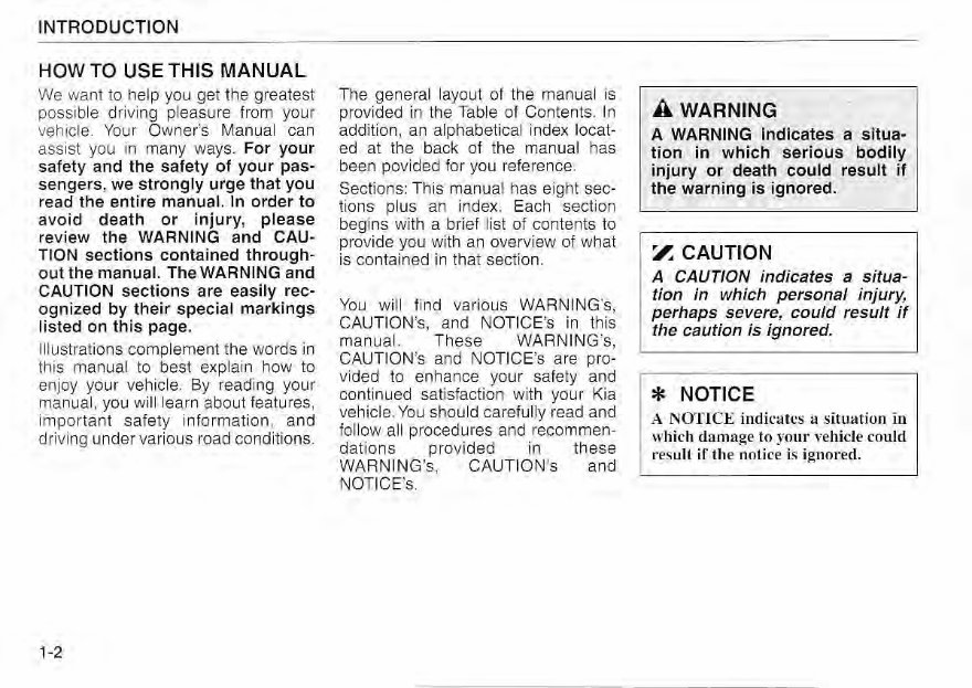 2003 Kia Sorento Owners Manual preview img 6