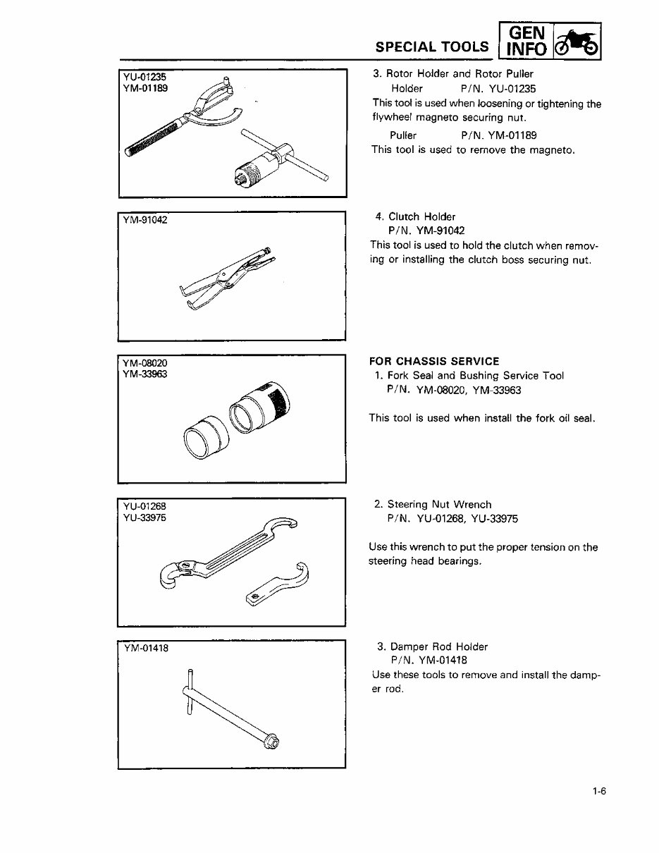 1989 Yamaha YZ250 YZ 250 2-Stroke Service & Repair Manual preview img 9