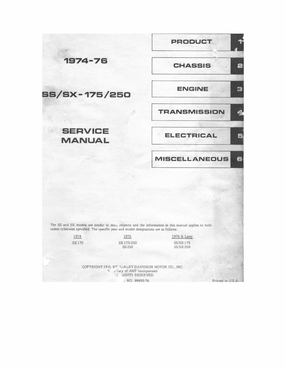 1975 Harley-Davidson SX250 OEM Service & Repair Manual preview img 3