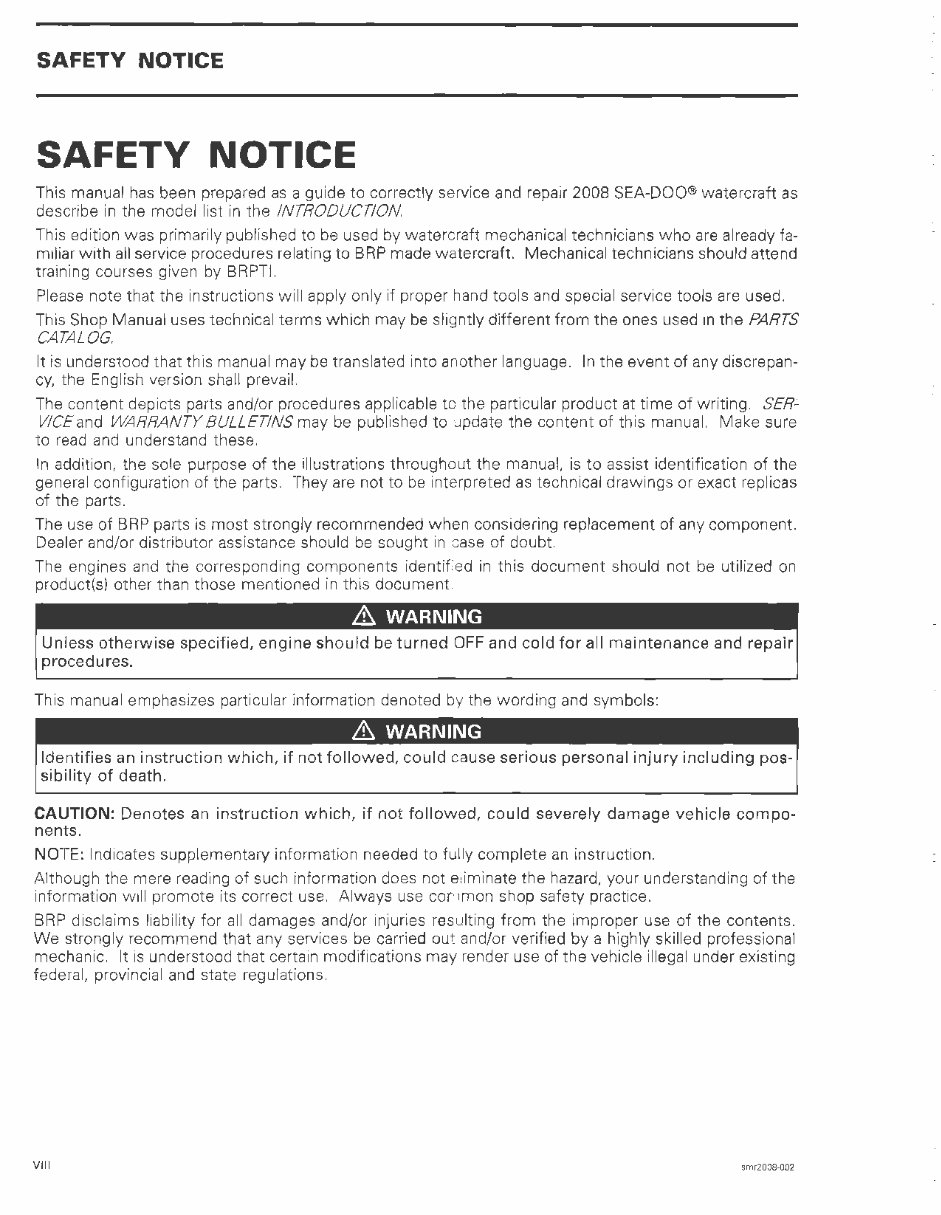 2008-2009 Sea-Doo RXP 215 OEM Service & Repair Manual preview img 9