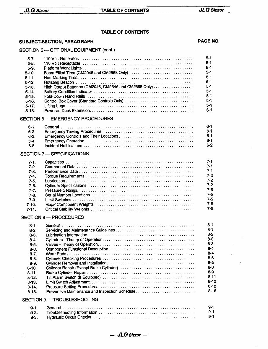 JLG CM2033, CM2046, CM2033, CM2546, CM2558 Models Complete Workshop Service Repair Manual preview img 8