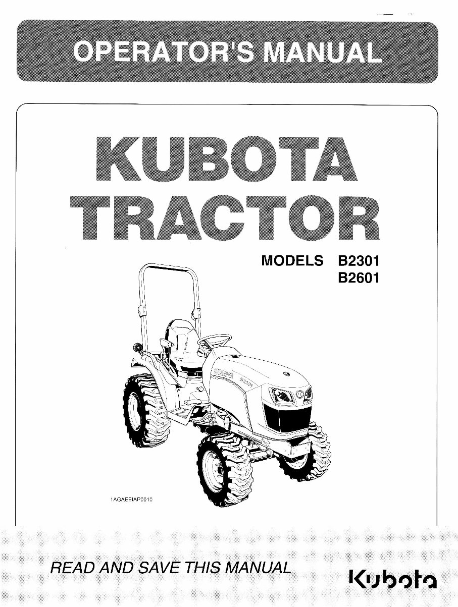 2014 Kubota B2301 And B2601 Operators Manual preview img 1