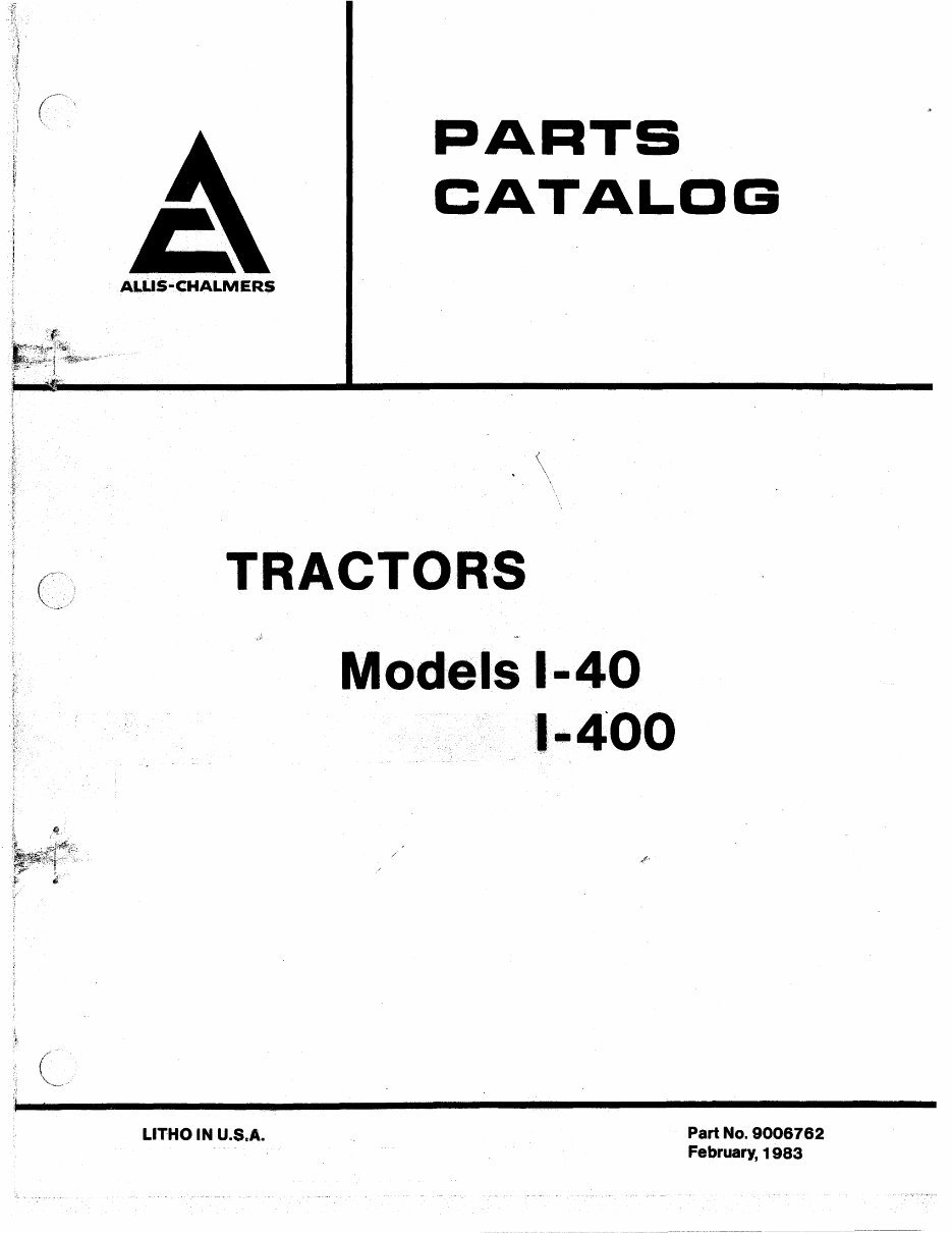 Allis Chalmers I-40/I-400 Tractors Parts Catalog preview img 1