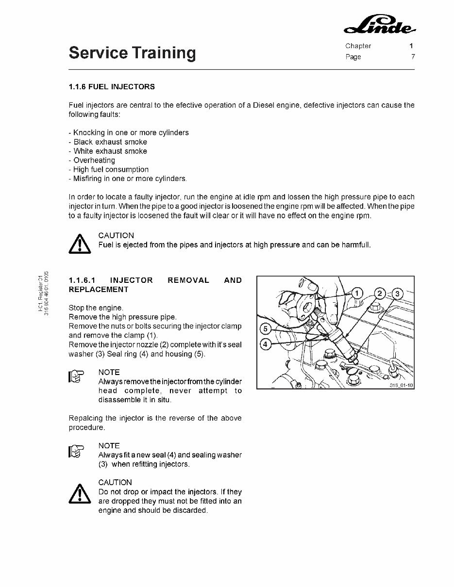 Linde IC Engined Truck 316 Series: S30, S40, S50, S60 Service Training Manual preview img 8