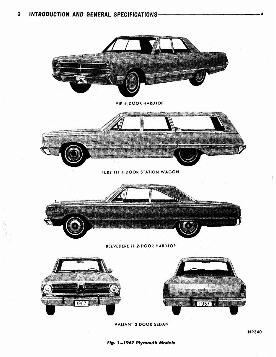 1967 Plymouth Service manual Fury Belvedere, satellite VIP preview img 3