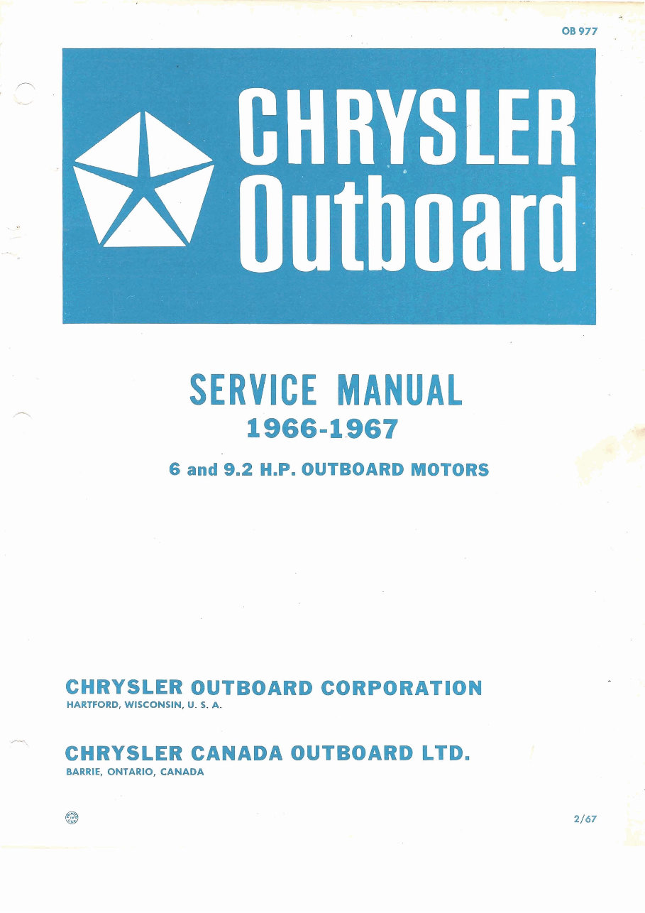 1967 Sea King Outboard Motors Factory Service & Work Shop Manual preview img 1