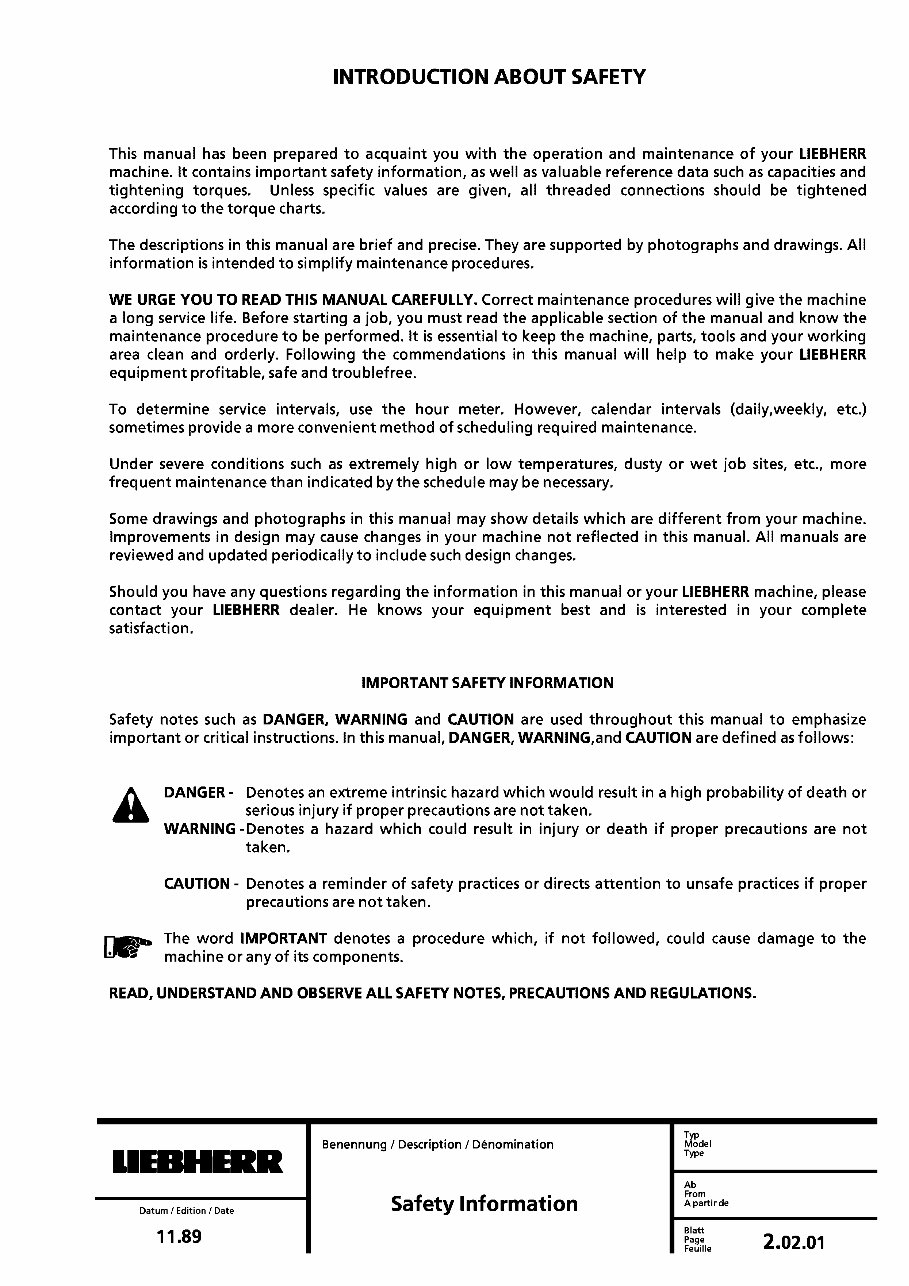 Liebherr L551 - 274 Wheel loader Service Repair Workshop Manual preview img 8