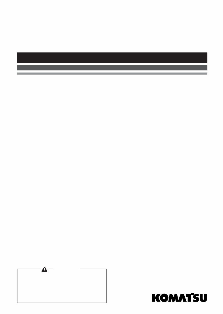 KOMATSU PC160-6K Operation & Maintenance Manual preview img 1