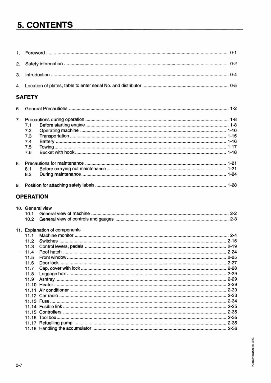 KOMATSU PC160-6K Operation & Maintenance Manual preview img 10