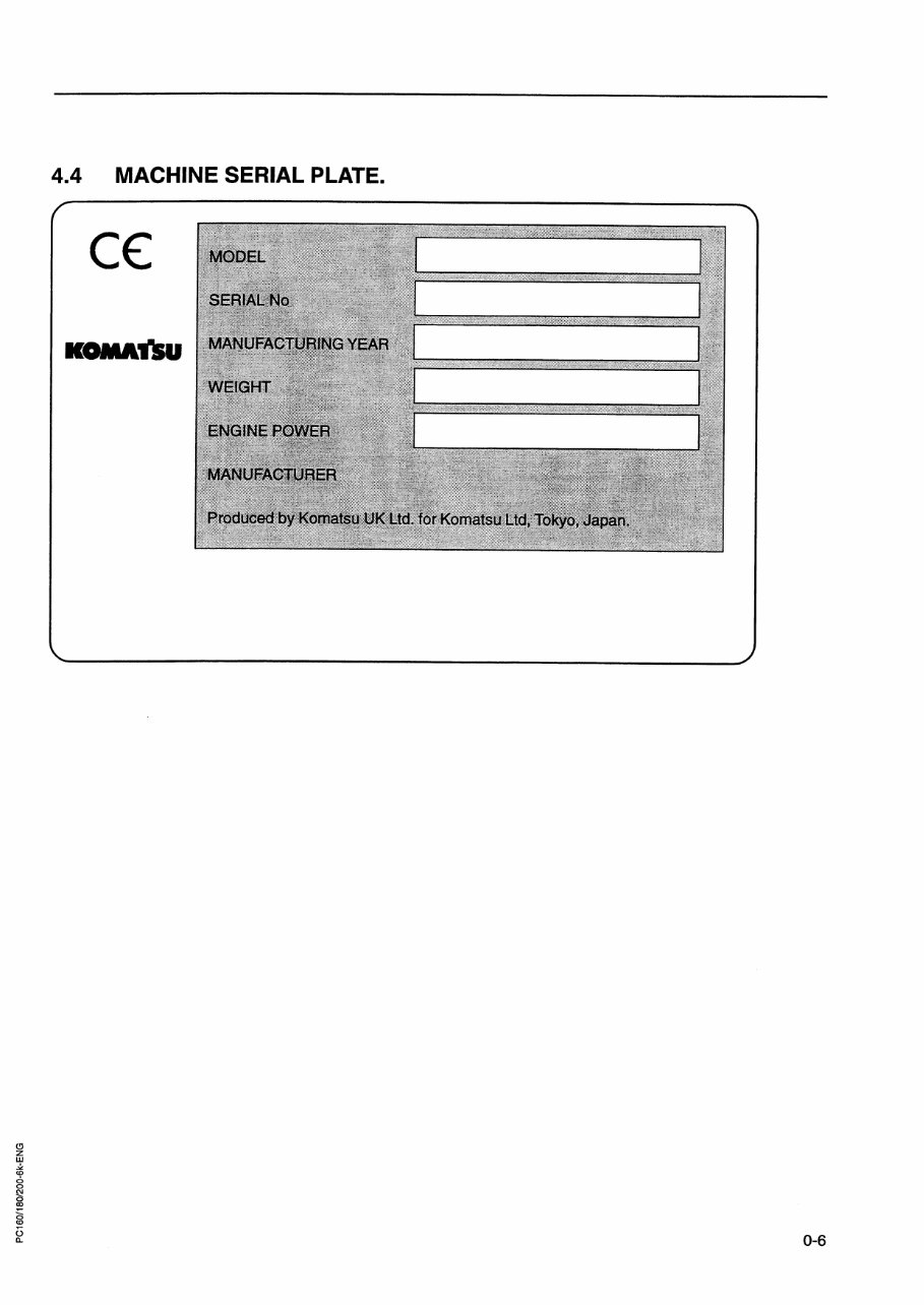 KOMATSU PC160-6K Operation & Maintenance Manual preview img 9