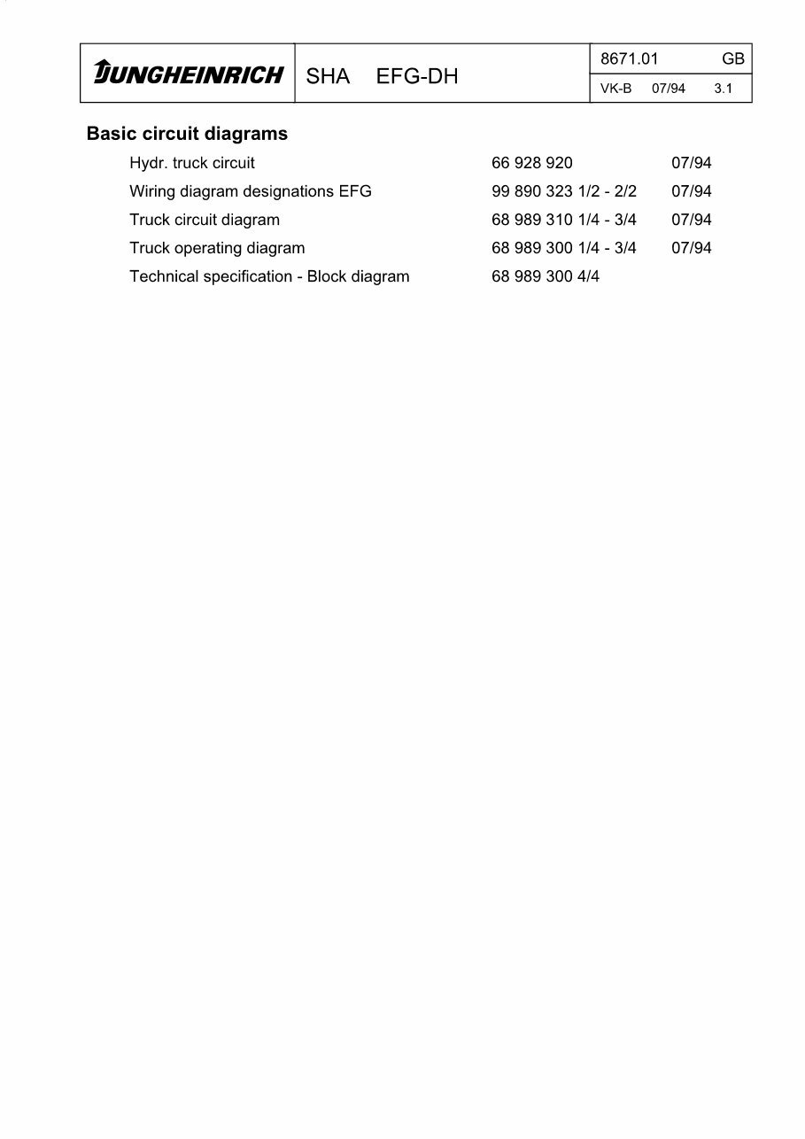 08.1994-07.1996 Jungheinrich Electric Forklift Truck EFG-DH Series: 12.5, 15A Service & Repair Manual preview img 10