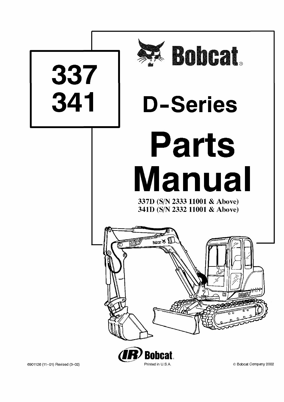 Bobcat 337/341 D-Series Excavators Parts Catalog preview img 1