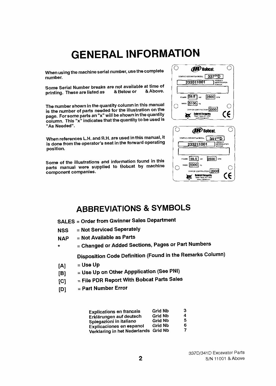 Bobcat 337/341 D-Series Excavators Parts Catalog preview img 10