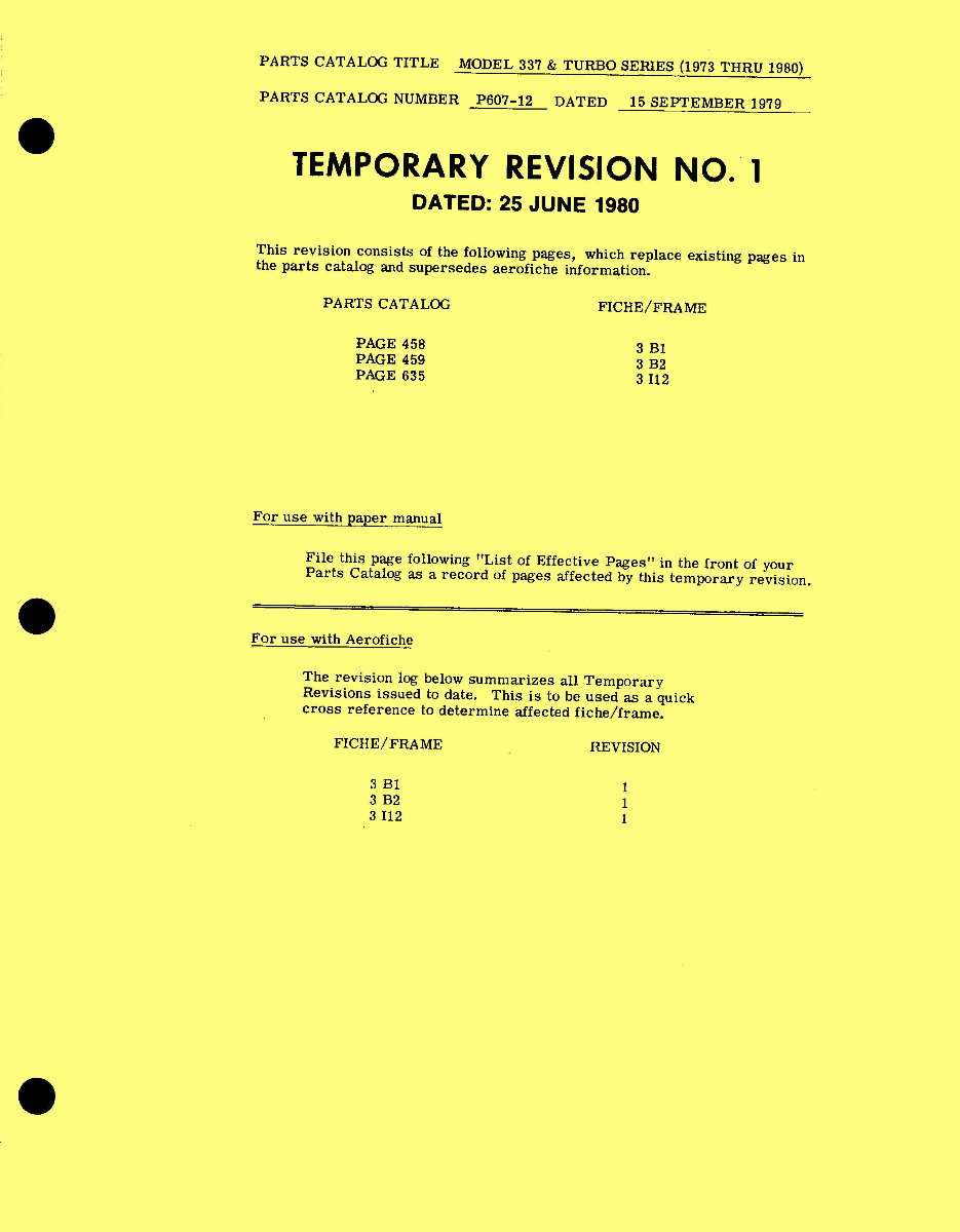 1973-1980 Cessna Model 337 & Turbo Serie Parts Catalog preview img 3
