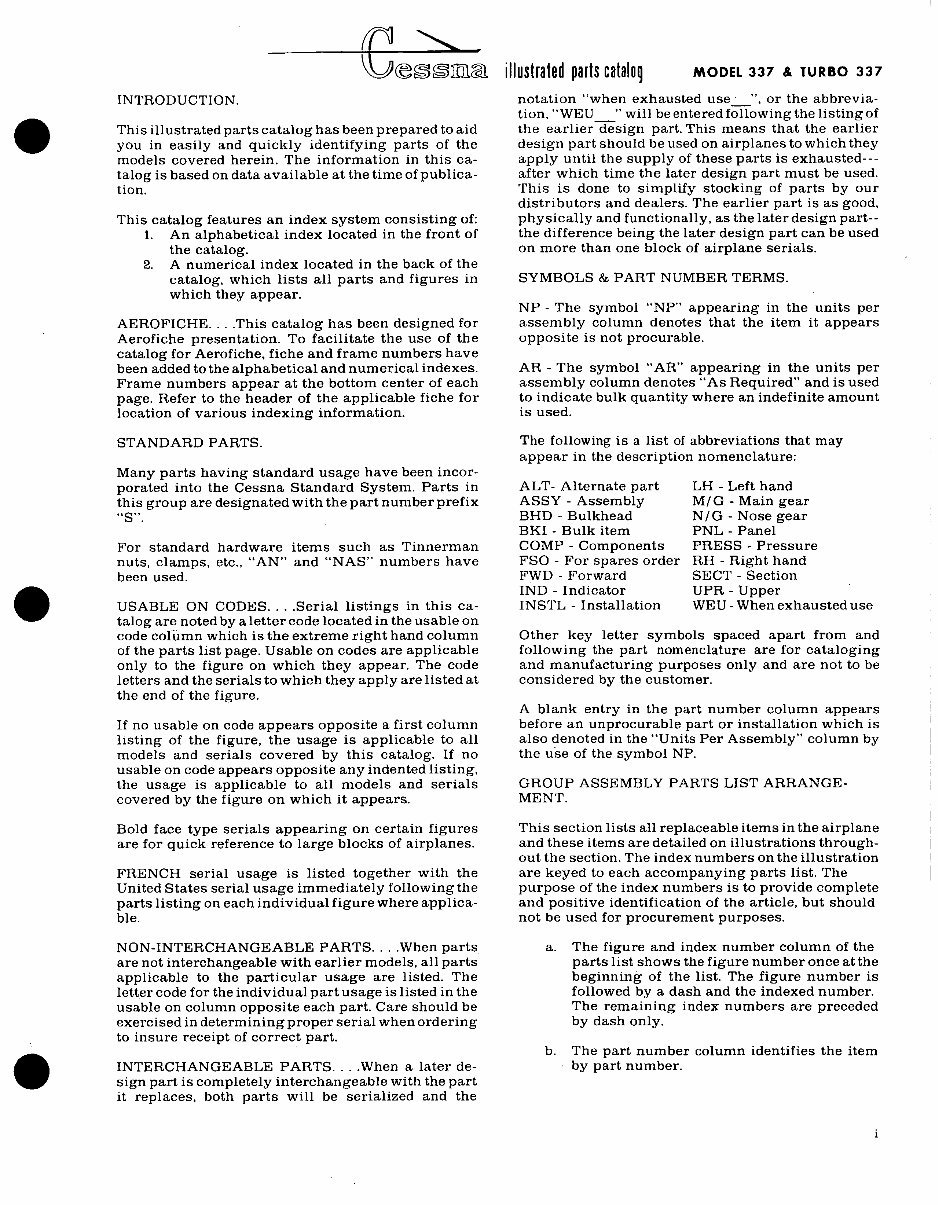 1973-1980 Cessna Model 337 & Turbo Serie Parts Catalog preview img 5