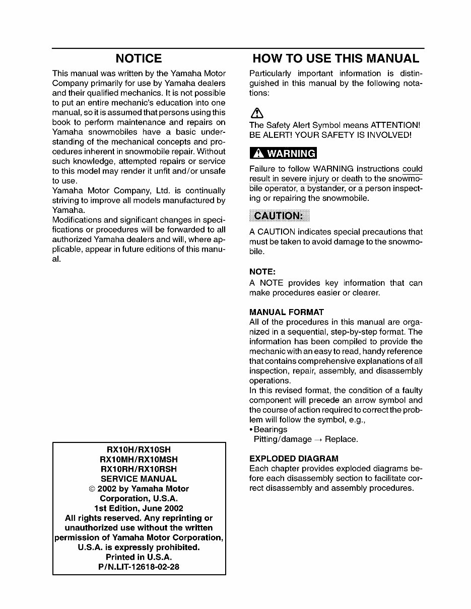 2006-2012 Yamaha APEX ATTAK RX10 Snowmobile Service Manual preview img 5