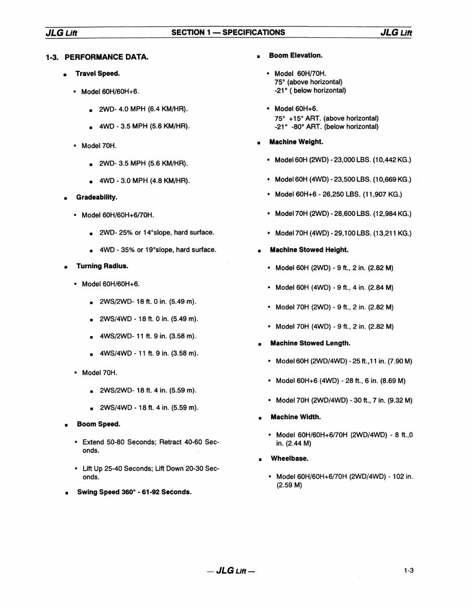 JLG Boom Lifts 60H,70H ANSI* Factory Service / Repair/ Workshop Manual ! (P/N: 3120630) | Online Manuals preview img 9