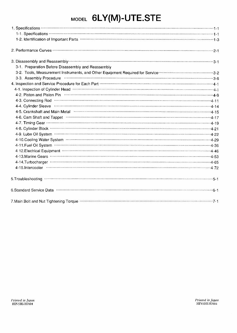 YANMAR 6LY Series Marine Diesel Workshop Service Manual preview img 4