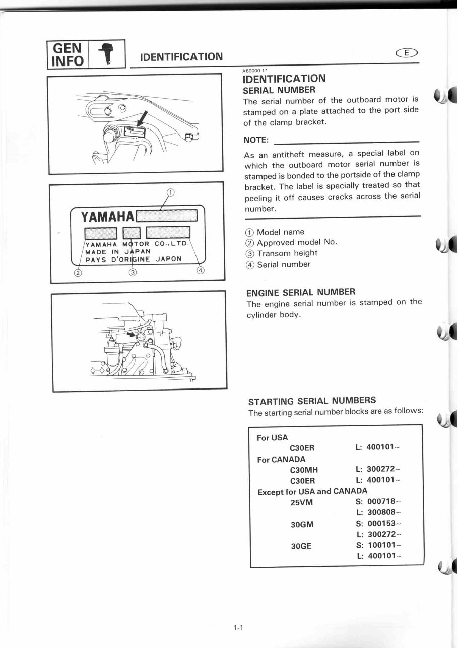 Yamaha Marine Outboard 25V / 30G (C30) Service Repair Manual preview img 10