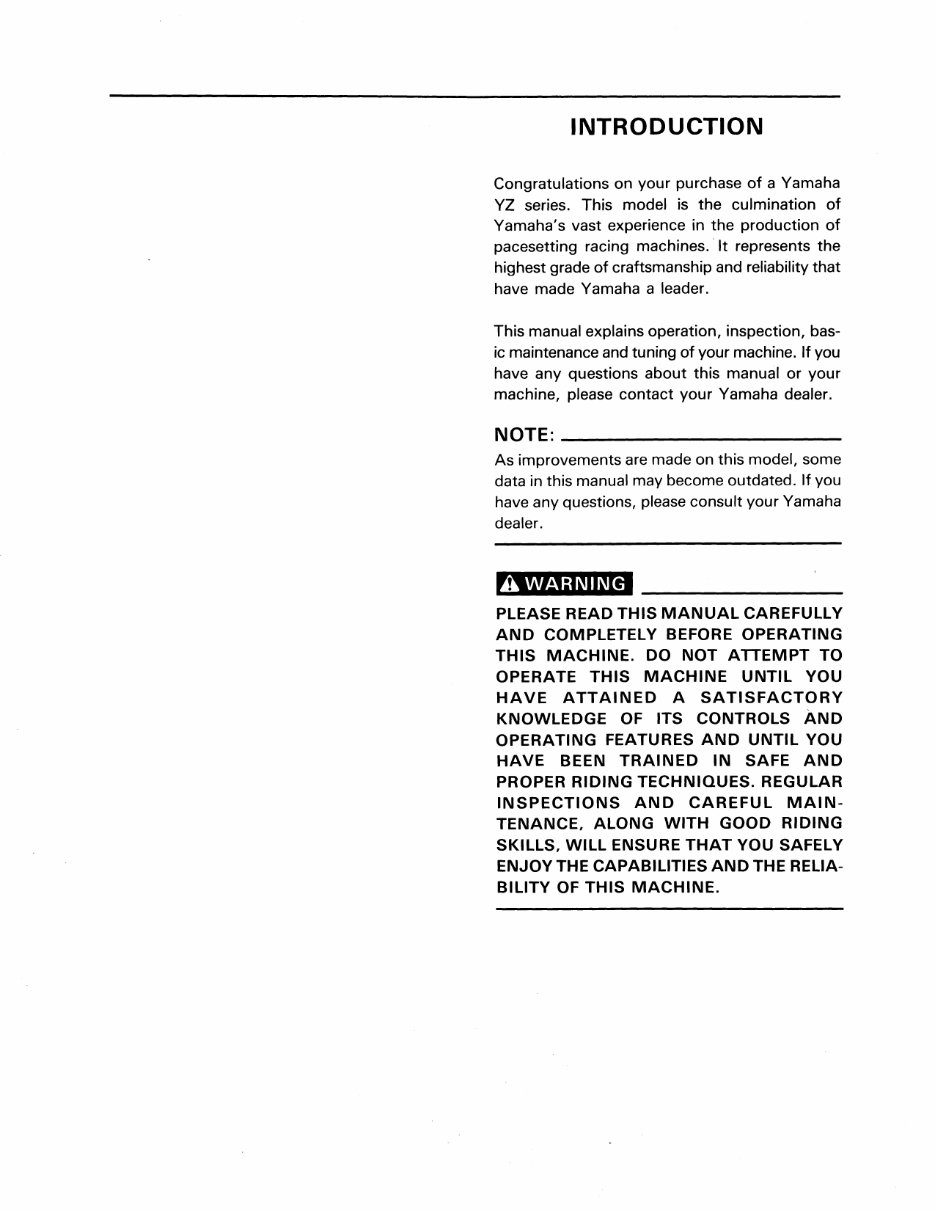YAMAHA YZ125 Full Service & Repair Manual 1992-1993 preview img 3