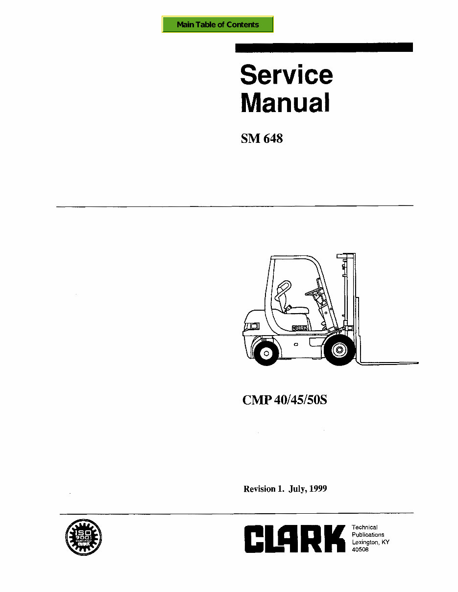 CLARK Forklift CMP 40, CMP 45, CMP 50S Service Repair Manual preview img 1