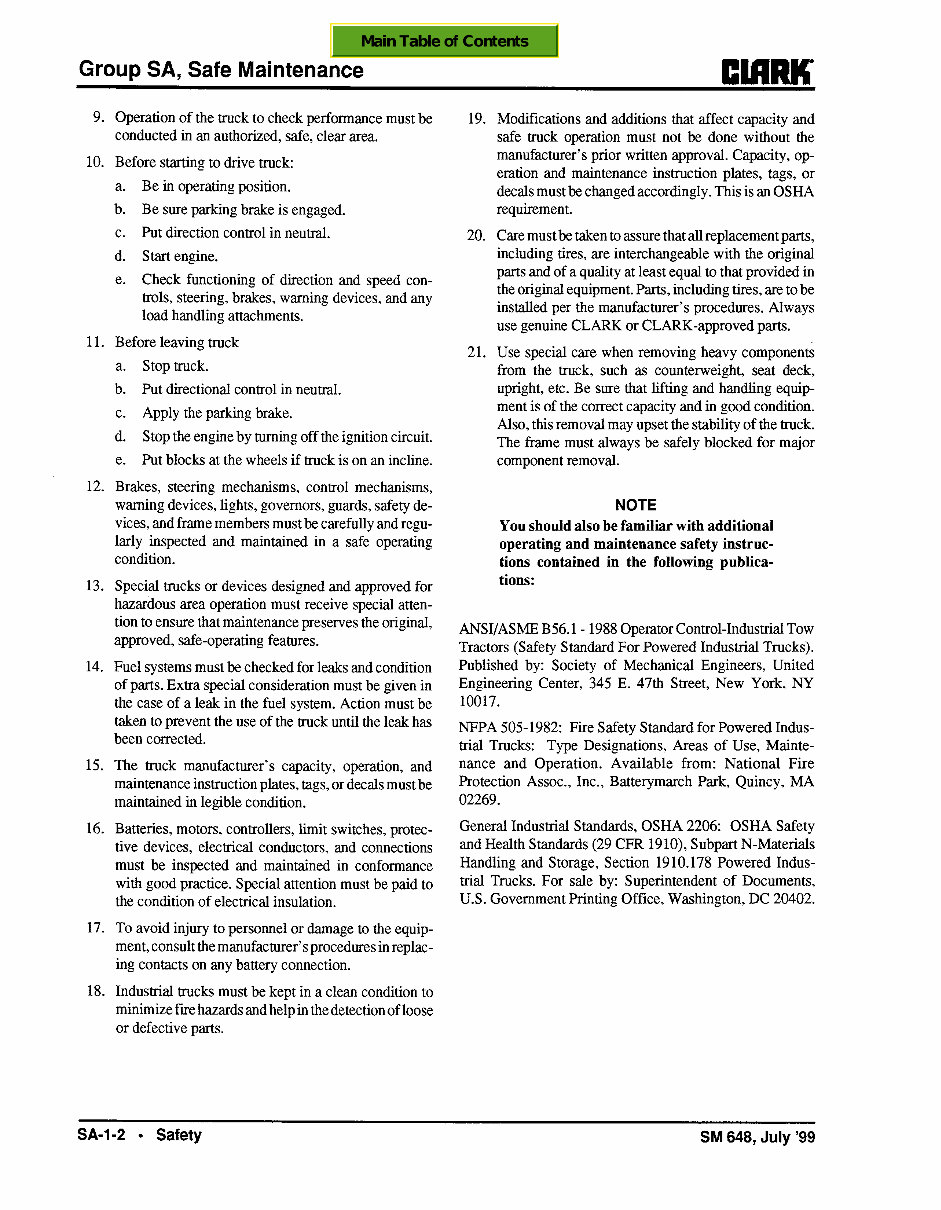 CLARK Forklift CMP 40, CMP 45, CMP 50S Service Repair Manual preview img 6