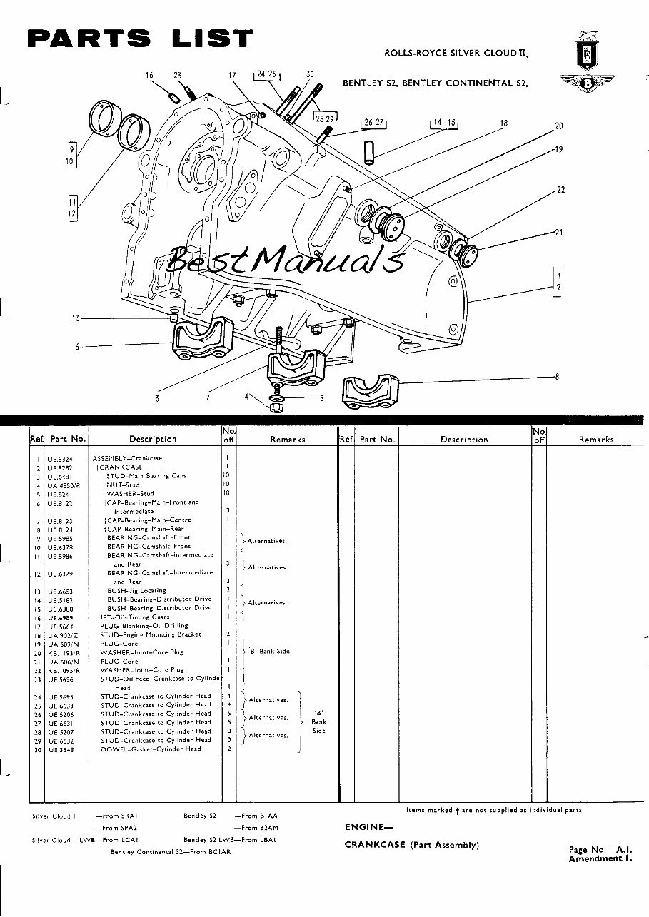 Rolls Royce Silver Cloud II & Bentley S2 & Continental S2 Illustrated Parts Catalog Manual - preview img 9