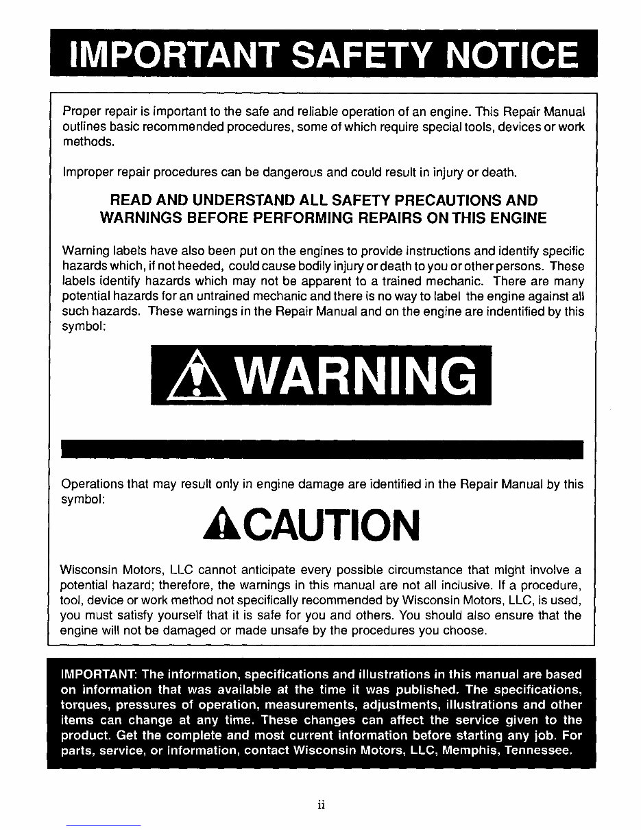 WISCONSIN V465D V460D V461D Engine Workshop Repair Manual preview img 4