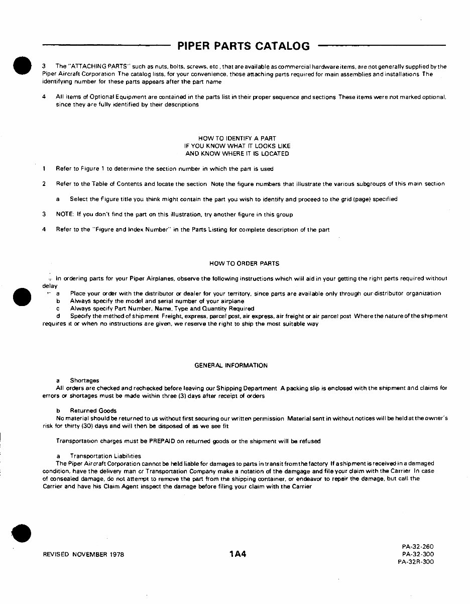 Piper PA32-260 PA32-300 PA32R-300 Cherokee Six Lance Service Manual & Parts Catalog - preview img 4