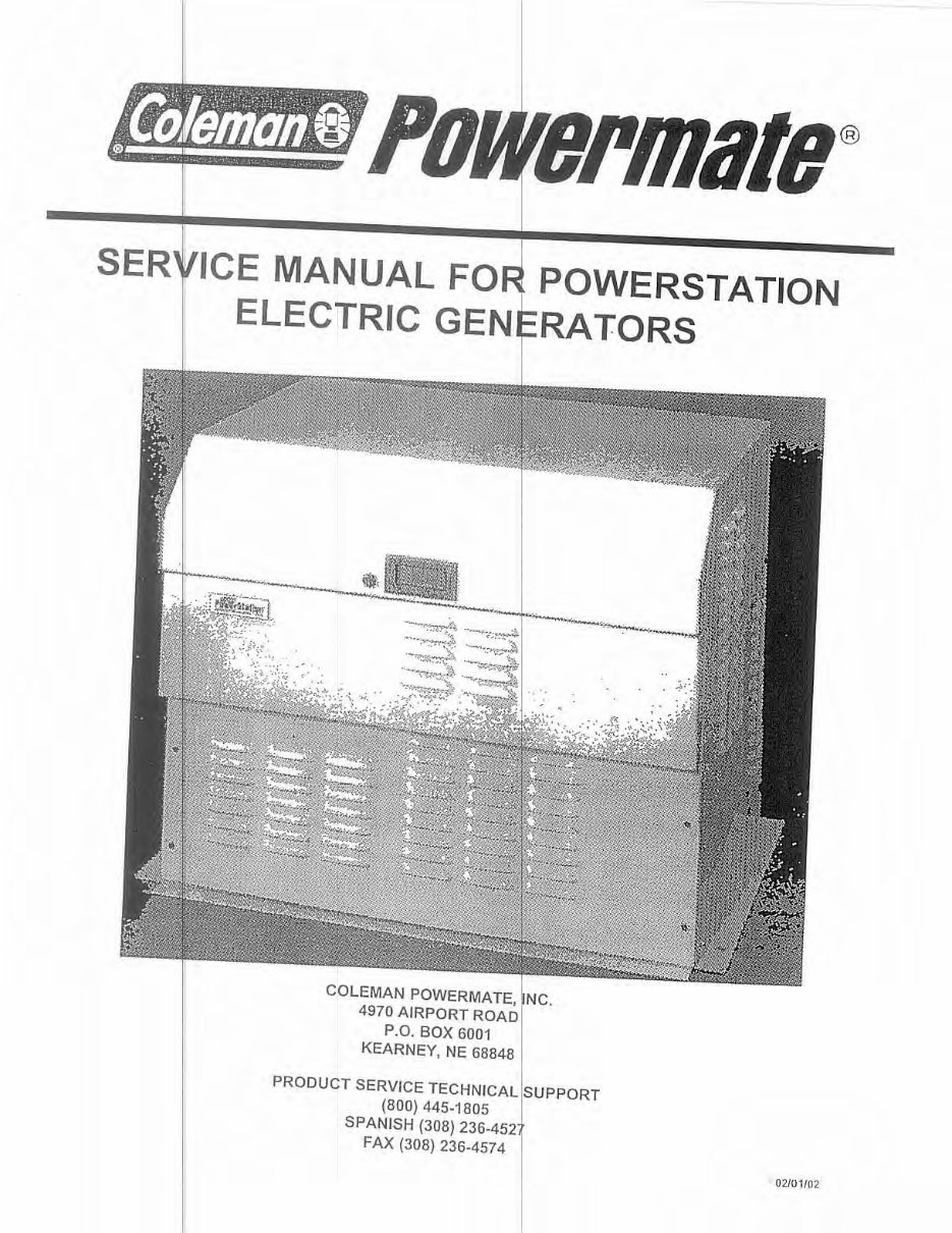 COLEMAN POWER STATION Electric Generator Service Manual preview img 1