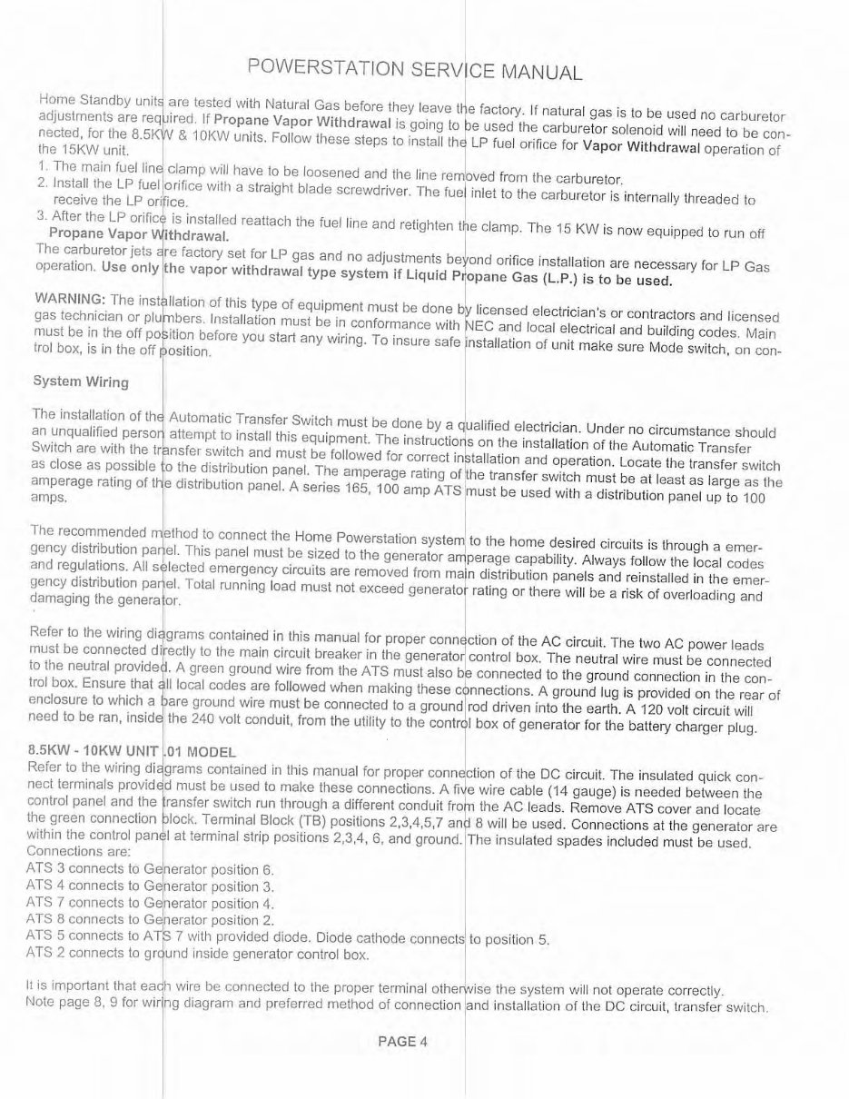 COLEMAN POWER STATION Electric Generator Service Manual preview img 6