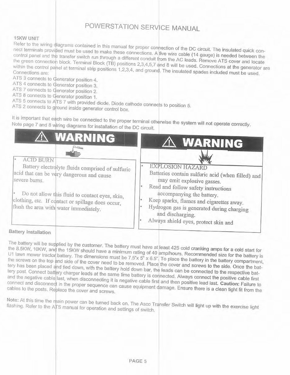 COLEMAN POWER STATION Electric Generator Service Manual preview img 7