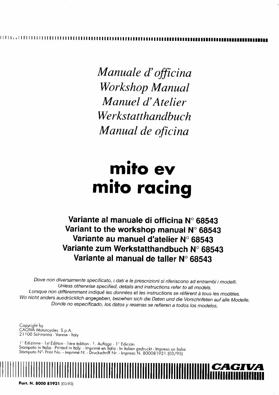 Cagiva Mito 125 Evolution EV Service Repair Workshop Manual preview img 3